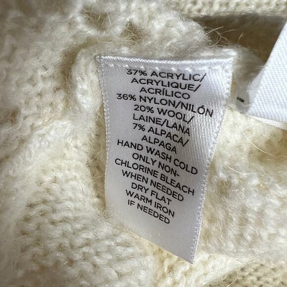 Lou & Grey Cream Open Front Waterfall Wool / Alpaca Blend Fuzzy Cardigan - Picture 6 of 7